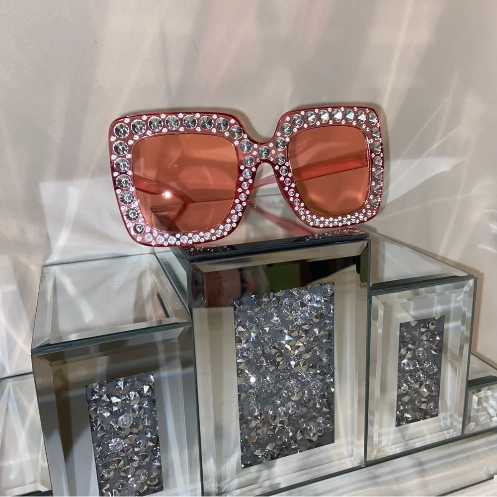 Crystal-Embellished Pink Sunglasses